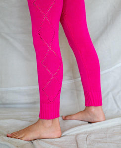 Knitted Leggings - Electric Pink