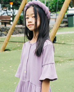 Flare Sleeve Dress - Lilac Rib