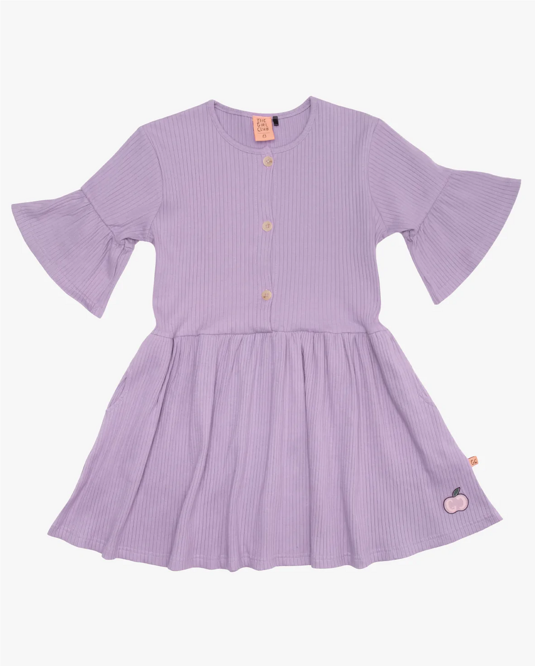 Flare Sleeve Dress - Lilac Rib