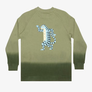 Green Dip Dye Dancing Tiger Crew