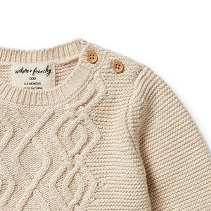 Knitted Cable Jumper - Oatmeal Melange