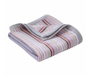 Rainbow Knit Striped Blanket Pink