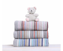Load image into Gallery viewer, Rainbow Knit Striped Blanket Pink
