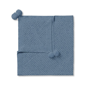 Knitted Jacquard Blanket- Denim Fleck