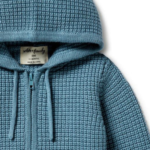 Knitted Zipped Jacket - Bluestone
