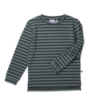 Load image into Gallery viewer, Striped Split Tee - Khaki/Charcoal
