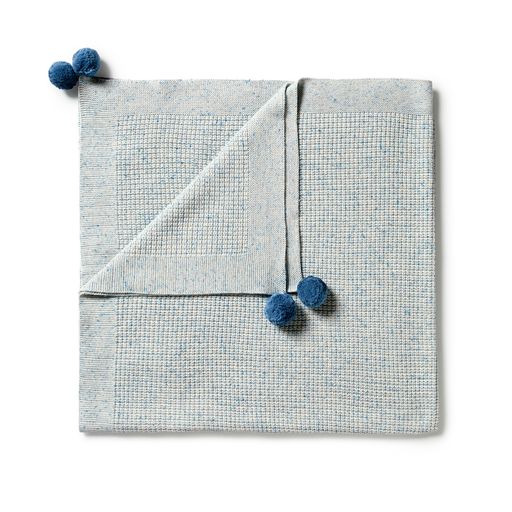 Knitted Fleck Blanket - Bluestone